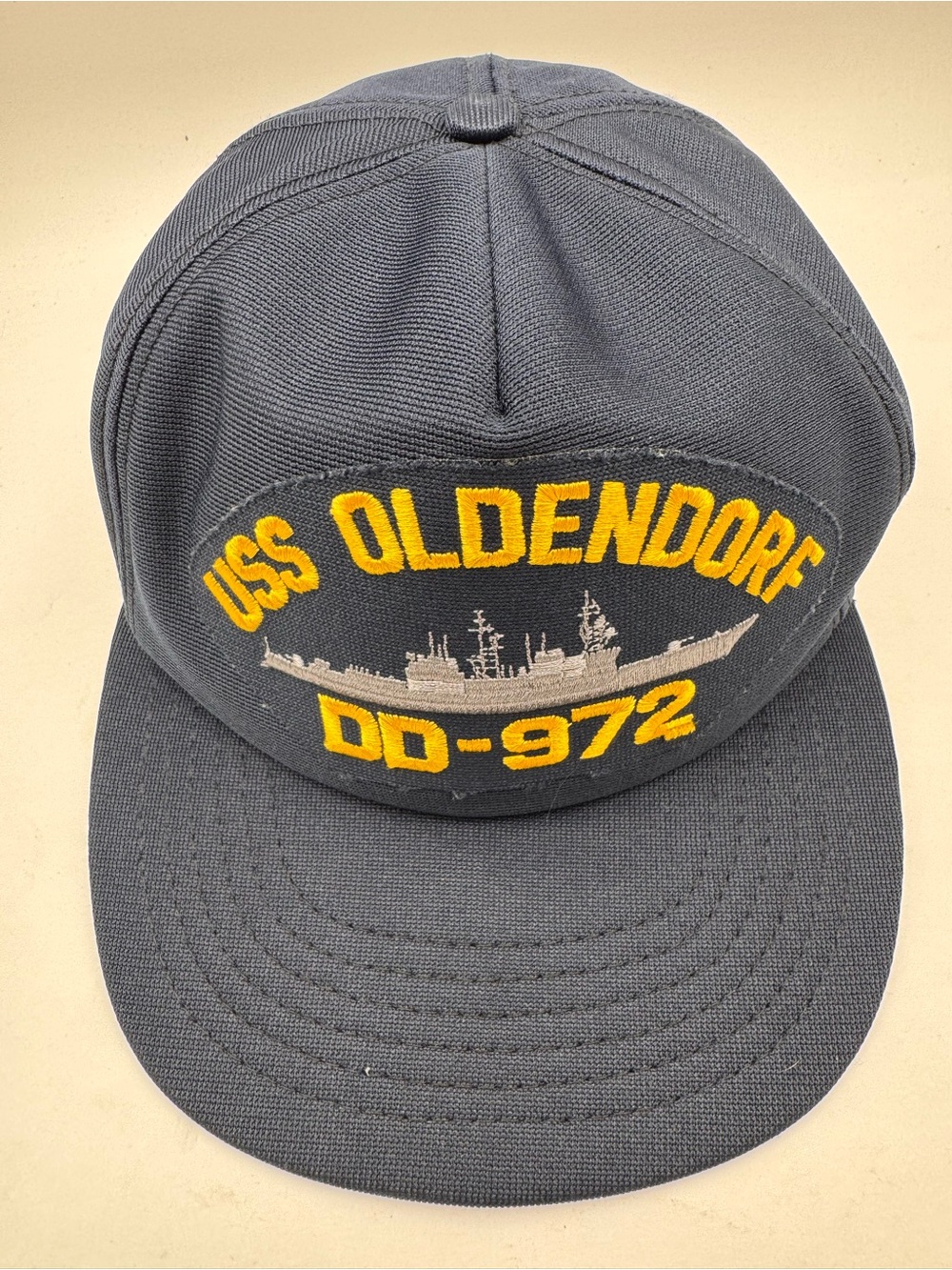 Vintage USS Oldendorf DD-972 Navy Destroyer Ship Hat CAP-10 Made in USA Snapback